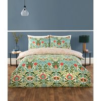 Heritage Flora Microfibre Reversible Duvet Cover Set Pillowcase King