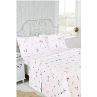 Meadow Brushed Cotton Floral Sheet Set Flat Fitted & Pillowcase Double