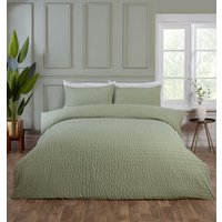 Seersucker Polycotton Luxury Duvet Cover Set Pillowcase Double