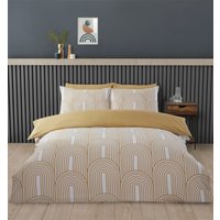 Rapport Home Arches Geometric Polycotton Duvet Cover Set With Pillowcase in Yellow | Size: King