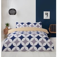 Geo Polycotton Duvet Cover Set Pillowcase King