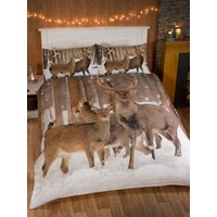 Rapport Home Winter Stag Polycotton Duvet Cover Set With Pillowcase | Size: King