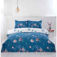 Rapport Home Hummingbird Microfibre Floral Duvet Cover Set With Pillowcase in Blue | Size: Single