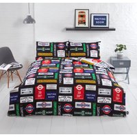 Transport London Signs Polycotton Reversible Duvet Cover Set King