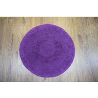 Rapport Home Plain Round Cotton Bath Mat in Aubergine