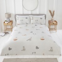 Purrrfect Microfibre Reversible Duvet Cover Set Pillowcase King