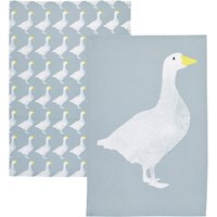 KitchenCraft Set of 2 Goose Print Tea Towels, 100% Cotton