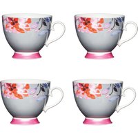 Set 4 China Floral Border Mugs