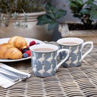 Set 4 Fluted China Geese Mugs