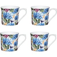 Set 4 Fluted China Country Floral Mugs