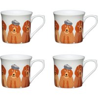 Set 4 Fluted China Dogs Mugs