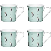 Set 4 Fluted China Penguin Mugs
