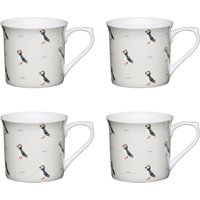 Set 4 Fluted China Puffin Mugs