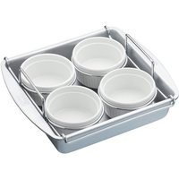 Chicago Metallic Six Piece Crème Brulee Set, Gift Boxed in Dark Grey
