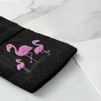 Embroidered Flamingo Espresso Easy Care Tea Towels Pack 3 Pack