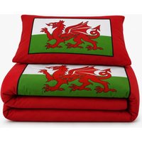 Velosso Welsh Dragon Cotton Rich Printed Duvet Cover & Pillowcase Set in Red | Size: Single