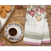 Floral Printed Cotton Tea Towels Absorbent Essentials Pack 3 Pack