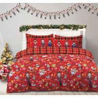 Velosso Nutcracker Cotton Rich Printed Duvet Cover & Pillowcase Set in Red | Size: Single