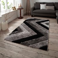 Chevron Carved Shaggy Textured Fluffy Rug cm x 100 cm