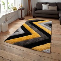 Chevron Carved Shaggy Textured Fluffy Rug cm x 100 cm