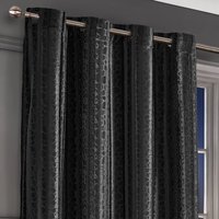 Intimates Verity Crushed Velvet Embossed Ready Made Eyelet C in Black | Size: 140 cm width x 137 cm drop