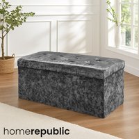 Crushed Velvet Foldable Storage Ottoman