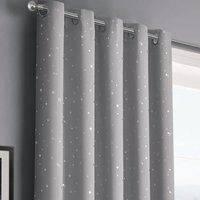 Velosso Stars Thermal Blackout Ready Made Eyelet Curtains in Grey | Size: 117 cm width x 137 cm drop