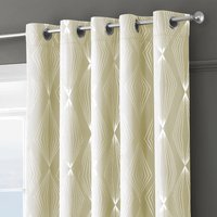 Velosso Onyx Thermal Blackout Ready Made Eyelet Curtains in Cream | Size: 168 cm width x 137 cm drop