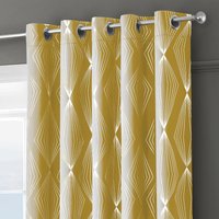 Velosso Onyx Thermal Blackout Ready Made Eyelet Curtains in Mustard | Size: 168 cm width x 137 cm drop