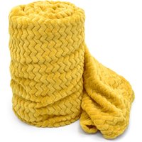 Chevron Pattern Cosy Touch Blanket Luxurious Faux Mink Sofa Throw Bright cm × 200 cm