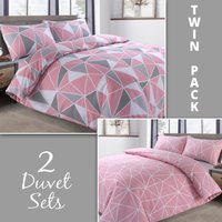 Velosso Saxton Twin Pack Set Duvet Cover & Pillowcase Set - Printed Cotton Rich in Grey | Size: King