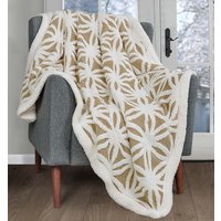 Sherpa Backed Thermal Soft Throw Luxury Jacquard Blanket Easy Care Light cm x 150 cm