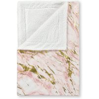 Elegant Sherpa Backed Throw Blanket Metallic Marble Pattern cm x 190 cm