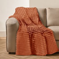 Thermal Plush Waffle Design Blanket Contemporary Embossed Fur Throw cm x 150 cm