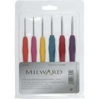 & Crochet Hook Set Soft Grip Rubber Handles Set 6