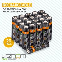 Venom Rechargeable AA Batteries (1000mAh) - 20 Pack in Black