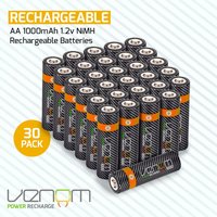 Venom Rechargeable AA Batteries (1000mAh) - 30 Pack in Black