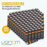 Venom Rechargeable AA Batteries (1000mAh) - 100 Pack in Black