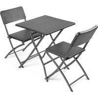 Christow Garden Bistro Set 3 Piece Rattan Effect Table Chairs Outdoor Furniture