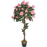 Christow Artificial Rose Tree Potted Indoor Outdoor Wedding Flower Decoration in Pink | Size: 4ft