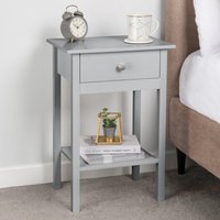 Christow Bedside Table Bedroom Cabinet Nightstand With Drawer & Shelf in Grey
