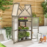 Christow Cold Frame Garden Greenhouse Wooden Polycarbonate Lean To Growhouse in Grey