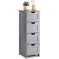 Christow Grey Bathroom Drawer Unit Floor Storage Cabinet With Bamboo Top 82cm