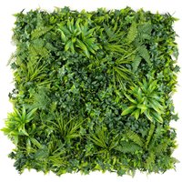 Christow Artificial Evergreen Living Wall Panels (4 x 50cm) in Green | Size: 4 x 50 cm