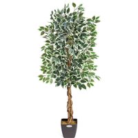 Artificial Variegated Ficus Tree Realistic Faux House Plant Pot 5ft
