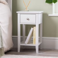 Christow White Bedside Table Slim Bedroom Nightstand Cabinet Unit 1 Drawer Storage Shelf
