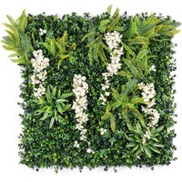 Christow Artificial Living Wall Panels Wisteria Green Plant Foliage Indoor Outdoor 1m x 1m in White