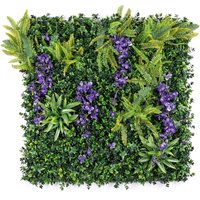 Christow Artificial Living Wall Panels Wisteria Green Plant Foliage Indoor Outdoor 1m x 1m in Purple
