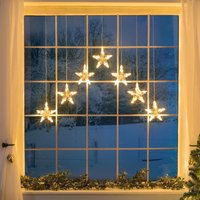 Christow Christmas Curtain Lights LED Star Window Decoration Battery Timer H90cm x W84cm in Cream