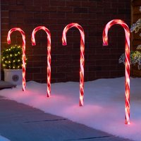 Candy Cane Lights Large LED Christmas Pathway Decorations Red & Mains x 4